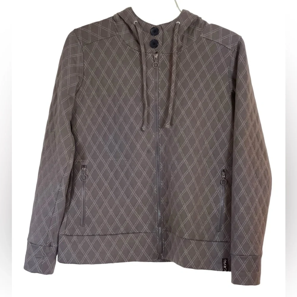 Women’s Kavu , waffle knit quilted hooded jacket, full zip. Size large GUC - Picture 1 of 8
